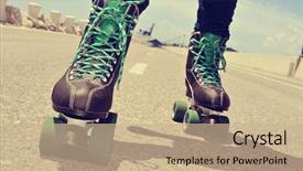  Presentation with roller skating - Beautiful presentation theme featuring a young man roller backdrop and a coral colored foreground