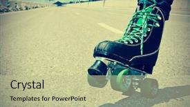  Presentation with roller skating - Theme with a young man roller background and a  colored foreground