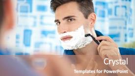  Presentation with shaving - Slide deck featuring a young man shaving background and a coral colored foreground