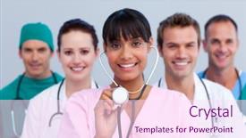  Presentation with medical diversity - Cool new PPT layouts with diversity health - portrait of a young medical backdrop and a  colored foreground