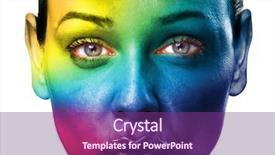  Presentation with woman world - Slides having a young woman face background and a violet colored foreground