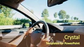  Presentation with driving road - Amazing presentation design having a young woman hands backdrop and a tawny brown colored foreground