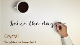  Presentation with purpose - Presentation theme having a young woman writing background and a lemonade colored foreground