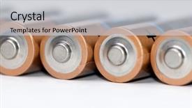  Presentation with batteries - Slide set enhanced with aaa - aa batteries lined up background and a light gray colored foreground