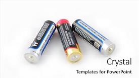  Presentation with batteries - Colorful presentation enhanced with aaa - group of aa batteries backdrop and a white colored foreground
