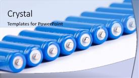  Presentation with batteries - Slides featuring aaa - row of blue batteries background and a  colored foreground