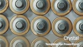  Presentation with batteries - Colorful presentation theme enhanced with aaa - top view of aa batteries backdrop and a violet colored foreground