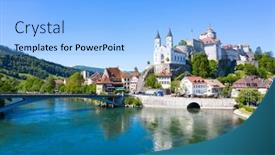  Presentation with switzerland - PPT theme having aarburg-castle-near-zurich-switzerland background and a light blue colored foreground