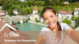  Presentation with being a single woman - Beautiful presentation theme featuring aareness - travel selfie by woman backdrop and a coral colored foreground