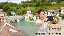  Presentation with smart city - Audience pleasing slide deck consisting of aareness - travel selfie smart phone backdrop and a soft green colored foreground