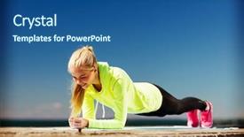  Presentation with woman sport - Amazing presentation design having ab - sport and lifestyle concept backdrop and a ocean colored foreground