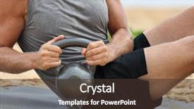  Presentation with abdominal - Amazing PPT theme having ab workout doing russian twist backdrop and a tawny brown colored foreground