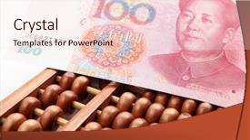  Presentation with china - PPT theme consisting of abacus and china money banknote background and a sky blue colored foreground