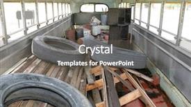  Presentation with school bus - Cool new presentation theme with abandon broaken down school bus backdrop and a gray colored foreground
