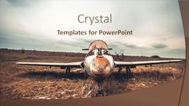  Presentation with cabin - Presentation theme with abandoned-airplane-with-rusty-cabin background and a sky blue colored foreground