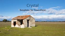  Presentation with abandoned - Audience pleasing presentation design consisting of abandoned-and-ruined-house backdrop and a light blue colored foreground