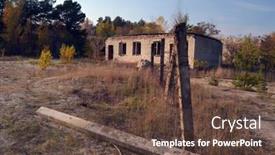  Presentation with base - Cool new PPT layouts with abandoned-and-vandalised-soviet-military backdrop and a tawny brown colored foreground
