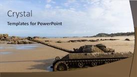  Presentation with tank - Slide set enhanced with abandoned-army-tank-m18-hellcat background and a light blue colored foreground