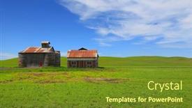  Presentation with rolling hills - Cool new slides with abandoned barns in rolling hills backdrop and a tawny brown colored foreground