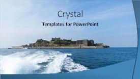  Presentation with battleship - Beautiful PPT theme featuring abandoned-battleship-island-in-japan backdrop and a light blue colored foreground