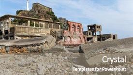  Presentation with battleship - Beautiful PPT layouts featuring abandoned battleship island in nagasaki backdrop and a gray colored foreground