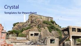  Presentation with battleship - Audience pleasing theme consisting of abandoned battleship island in nagasaki backdrop and a  colored foreground