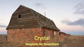  Presentation with barn - PPT theme enhanced with abandoned brick barn and farm buildings in eastern colorado prairie at dusk background and a tawny brown colored foreground
