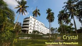  Presentation with stylized - Cool new slide deck with abandoned-building-stylized-as-ship backdrop and a tawny brown colored foreground