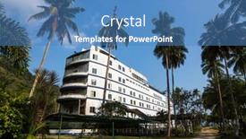  Presentation with stylized - Beautiful theme featuring abandoned-building-stylized backdrop and a teal colored foreground