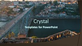  Presentation with old buildings - PPT theme consisting of abandoned buildings in the old part of porto portugal background and a tawny brown colored foreground