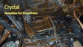  Presentation with abandoned - Cool new slide deck with abandoned car rusty interior backdrop and a tawny brown colored foreground