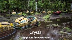  Presentation with pripyat - Colorful PPT theme enhanced with abandoned cars in pripyat park backdrop and a dark gray colored foreground