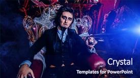  Presentation with gloomy - Colorful slide deck enhanced with abandoned castle the dark lord backdrop and a navy blue colored foreground