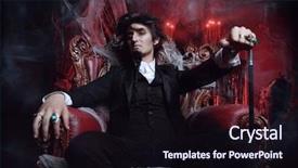  Presentation with black man - Cool new PPT layouts with abandoned castle the dark lord backdrop and a wine colored foreground