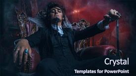  Presentation with black man - PPT theme with abandoned castle the dark lord background and a wine colored foreground