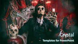  Presentation with black man - Audience pleasing theme consisting of abandoned castle the dark lord backdrop and a forest green colored foreground