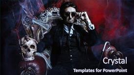  Presentation with black man - PPT theme with abandoned castle the dark lord background and a wine colored foreground