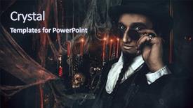  Presentation with old man - Slide deck featuring abandoned castle the dark lord background and a  colored foreground