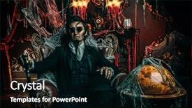  Presentation with gloomy - PPT theme featuring abandoned castle the dark lord background and a  colored foreground