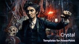  Presentation with gloomy - Colorful PPT theme enhanced with abandoned castle the dark lord backdrop and a wine colored foreground