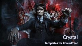  Presentation with gloomy - Beautiful slide deck featuring abandoned castle the dark lord backdrop and a wine colored foreground