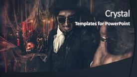  Presentation with scary vampire - Beautiful presentation theme featuring abandoned castle the dark lord backdrop and a tawny brown colored foreground