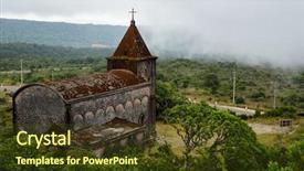  Presentation with christian church - Presentation theme enhanced with abandoned christian church on top background and a tawny brown colored foreground