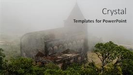  Presentation with church christian - Colorful slides enhanced with abandoned christian church on top backdrop and a light gray colored foreground