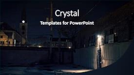  Presentation with dark night - Slide set having abandoned city - dark scary alley at night background and a black colored foreground