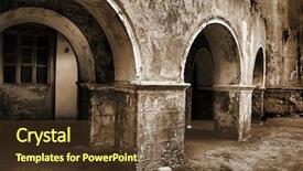  Presentation with abandoned - Colorful PPT theme enhanced with abandoned city - old building backdrop and a tawny brown colored foreground