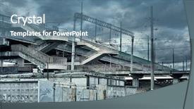  Presentation with industrial - Amazing presentation design having abandoned city - old industrial place backdrop and a seafoam green colored foreground