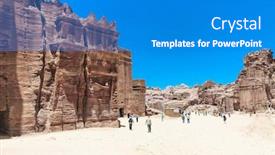  Presentation with petra jordan - Beautiful PPT theme featuring abandoned city of petra in jordan backdrop and a teal colored foreground