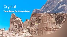  Presentation with petra - Presentation theme consisting of abandoned city of petra in jordan background and a teal colored foreground