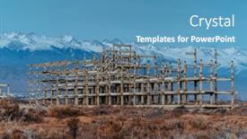  Presentation with abandoned - Slides with abandoned-concrete-building-on-mountains background and a teal colored foreground